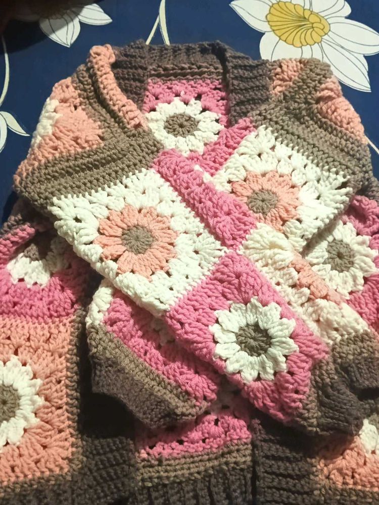 Floral Granny Square Crochet Cardigan