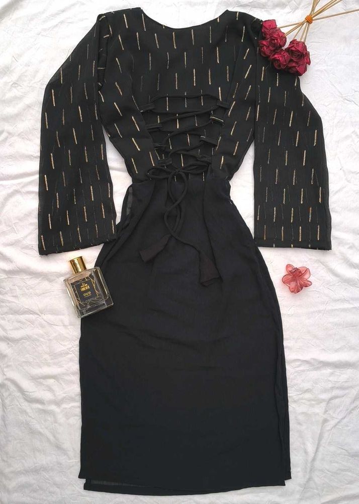 Corset Back Long Partywear Kurti 🖤