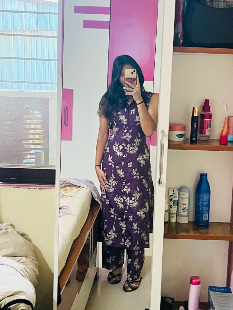Purple Colour Cord Set Daily Ware
