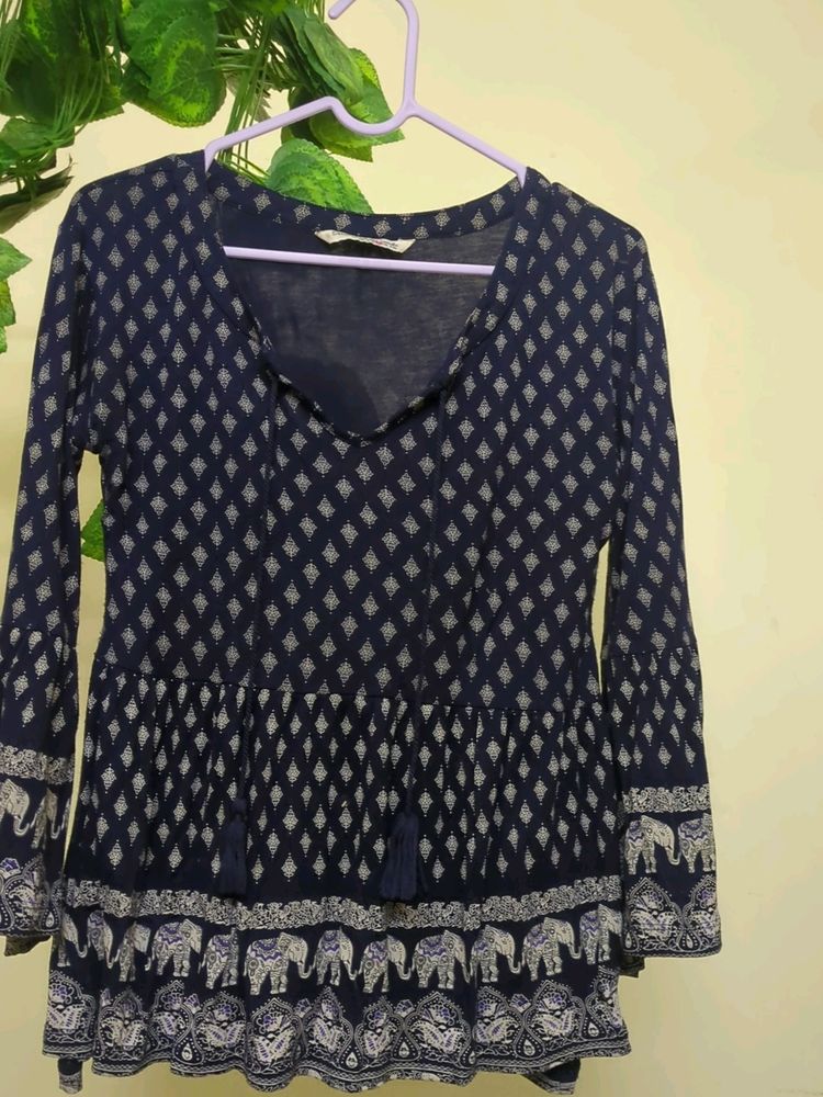 Navy Blue Empire Top