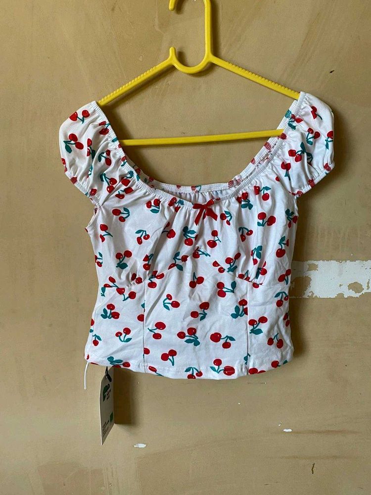 Cherry Print Crop Top