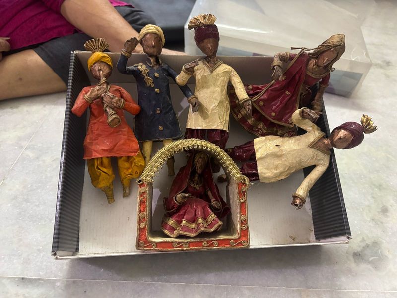 Vintage Handcrafted Paperwork Indian Figurines