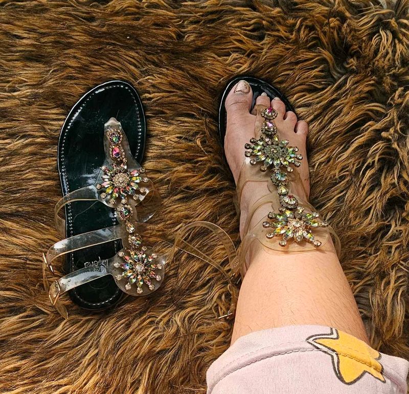 Rhinestone Embellished Sandals
