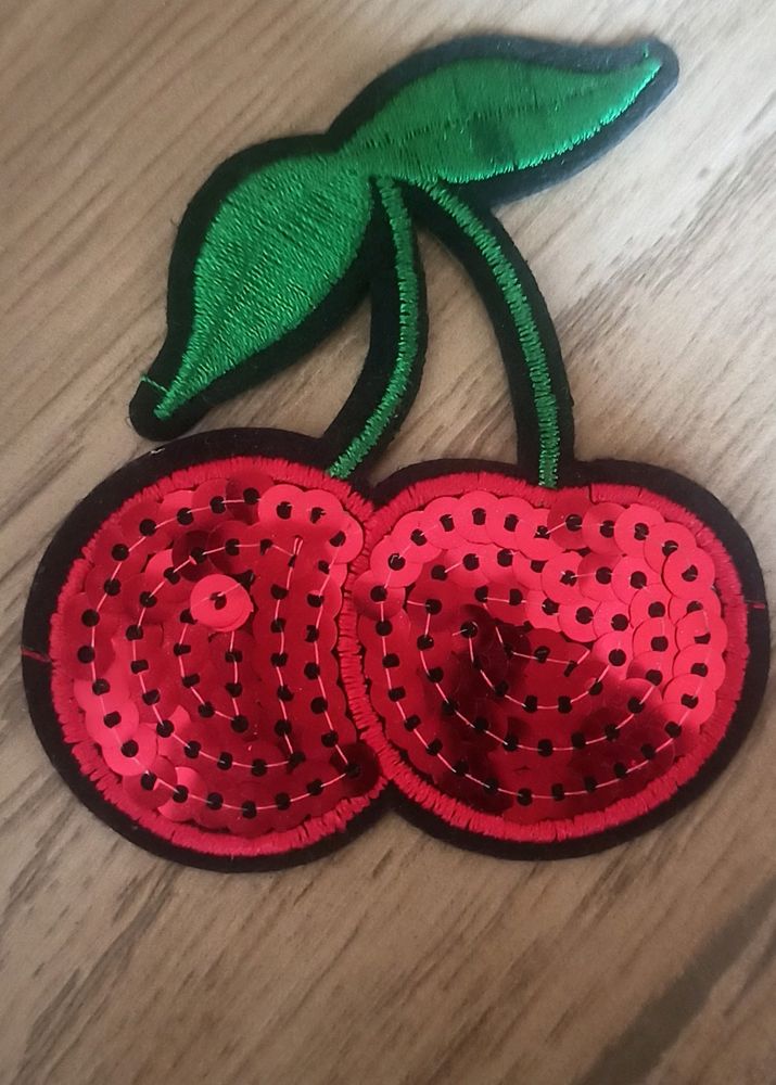Iron On Applique/Patch- Sequined Red Cherry