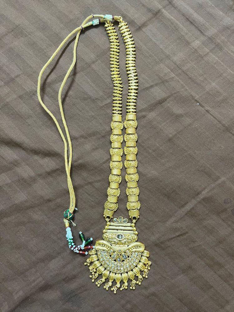 Elegant Temple style Golden Long Necklace