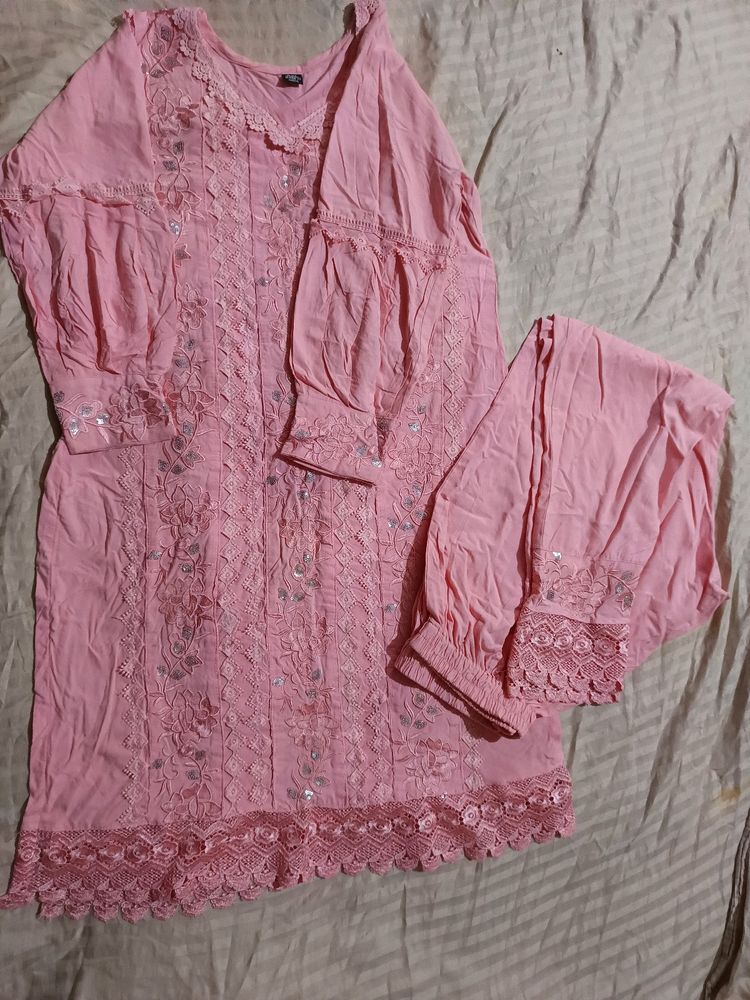 Rayon Pakistani Lace Work Suit