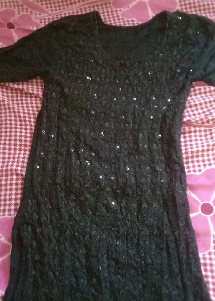 Elegant Black Embellished Kurti