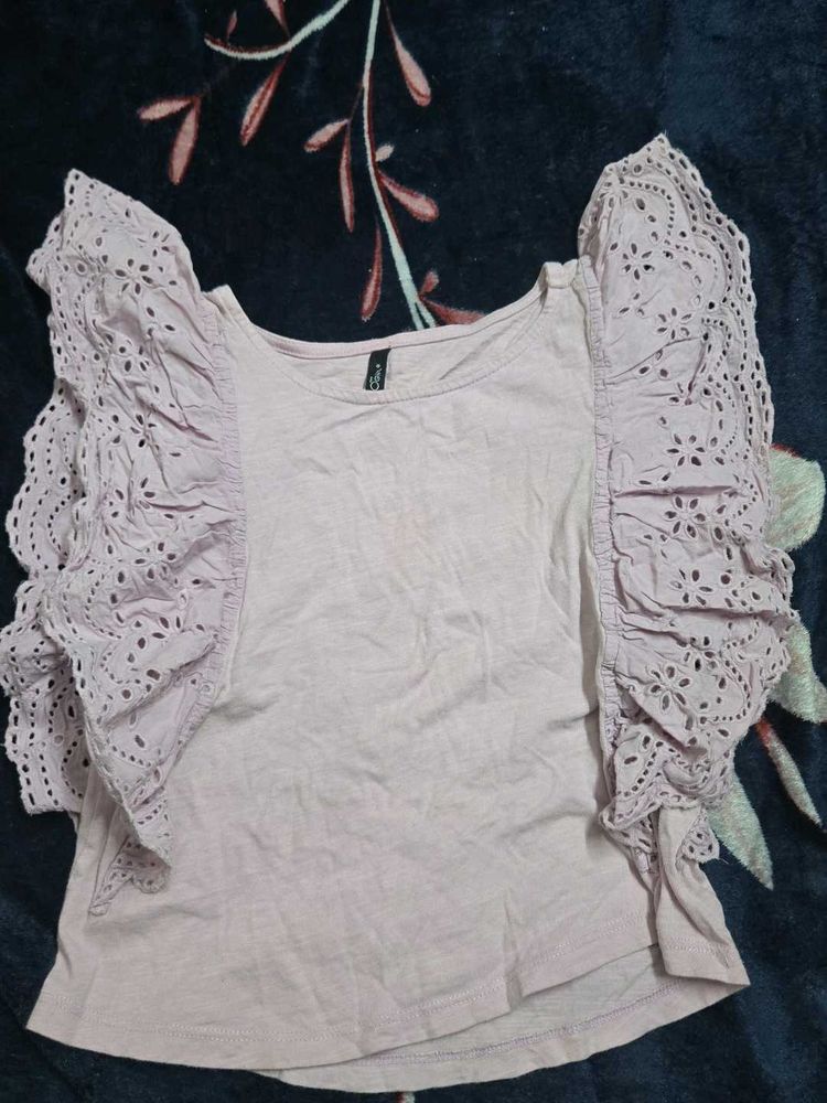 Cute Purple Ruffle Sleeve Top