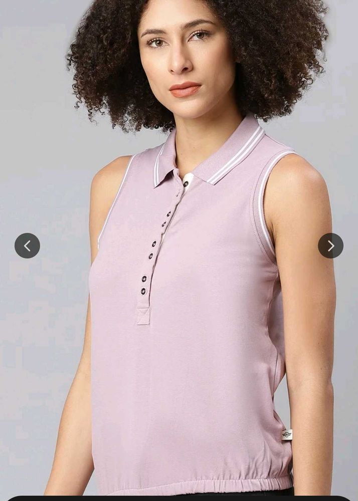 Sleeveless Polo Top
