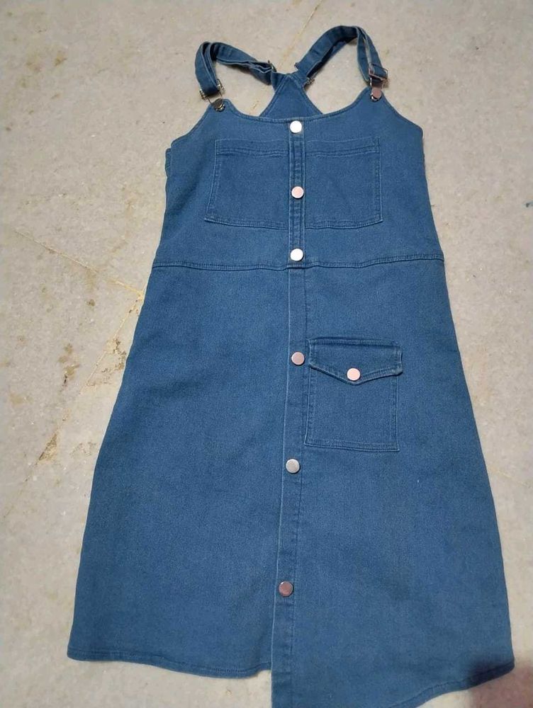 Denim Button-Down Jumper Dress