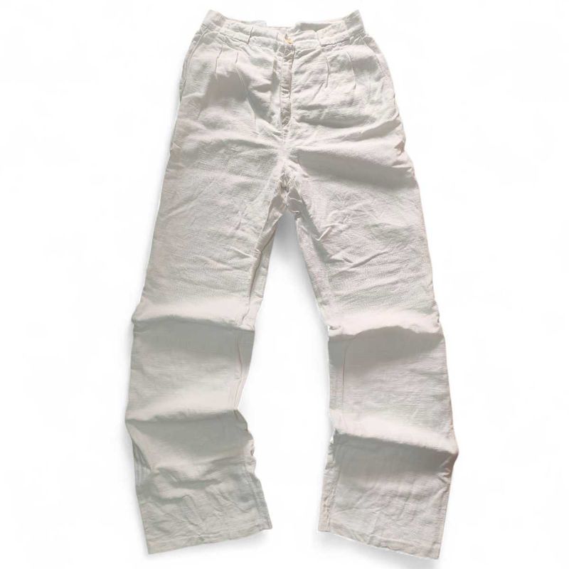Vintage &#39;White Linen&#39; High-Waist Trousers
