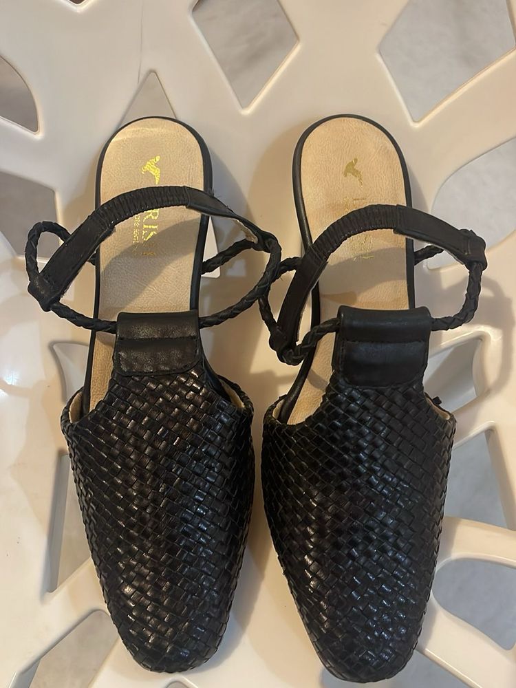 Woven Leather Mules