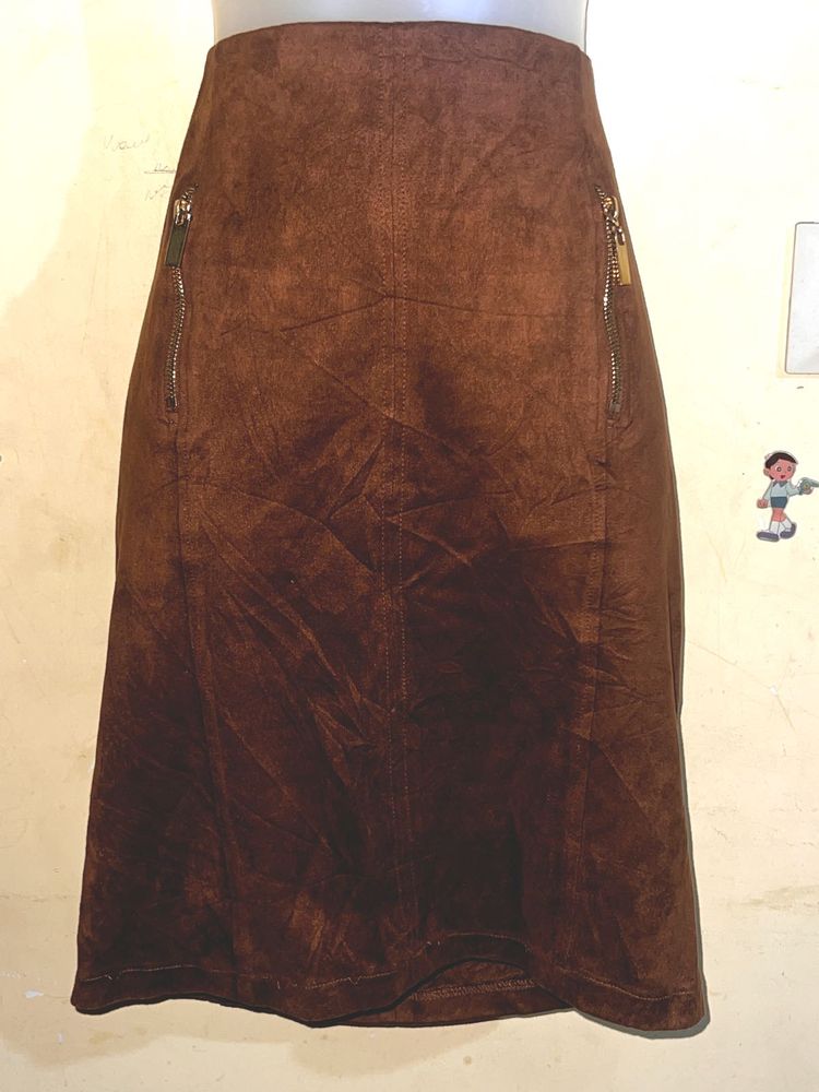 Brown Suede Mini Skirt