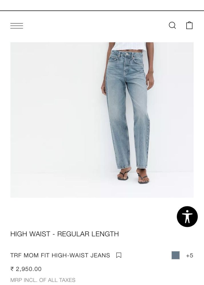 Zara High Rise Light Blue Mom Fit Jeans