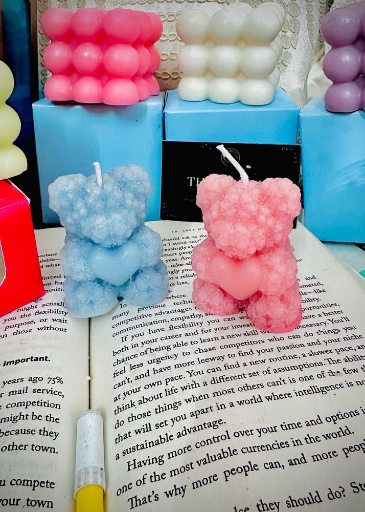 Cute Teddy Bear Scented Candles Pair🧸🫂🎀🌙☁️