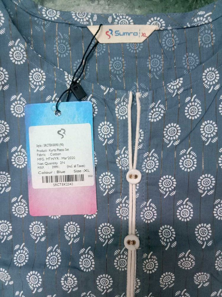 Kurti Plazzo Set Grey Printed