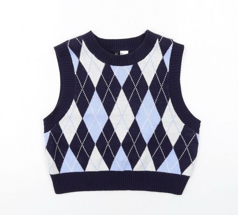 h&amp;m navy argyle sweater vest