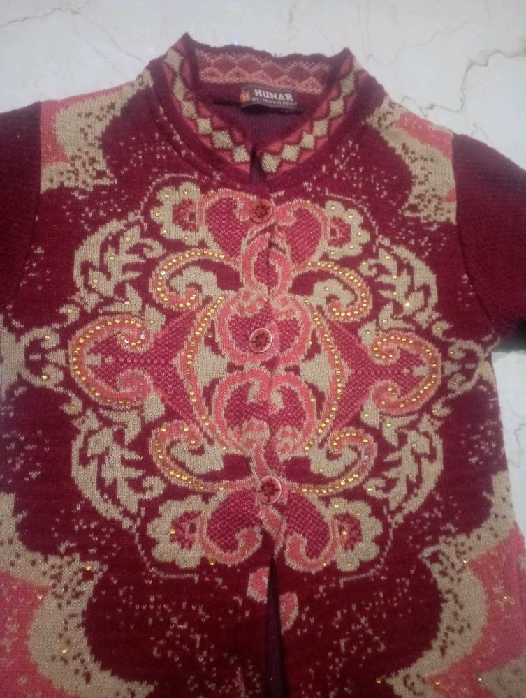 Beautiful stone embriodered designer sweater