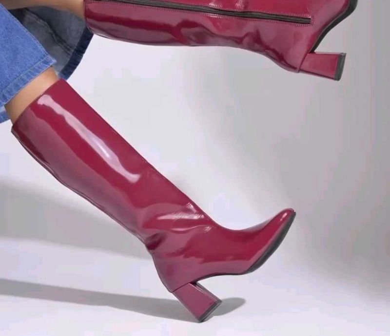 Stylish Burgundy Knee-High Boots