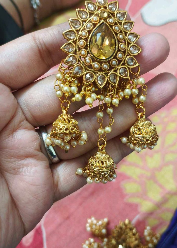 Gold Tone Jhumka Earrings