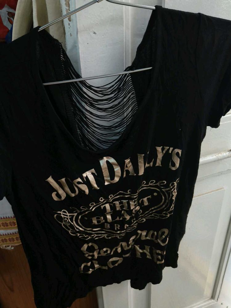 Imported Graphic Black T-Shirt long sides