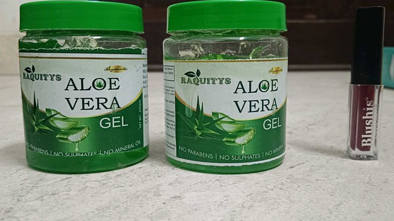 2 Pcs Of Alovera Jel (440 Grams) + Free Lipstick