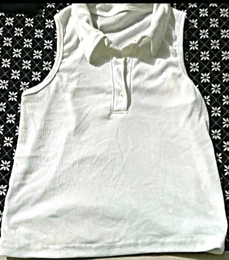 White Ribbed Tank Top