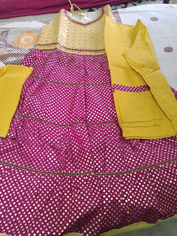 Ethnic frock with patiala and dupatta