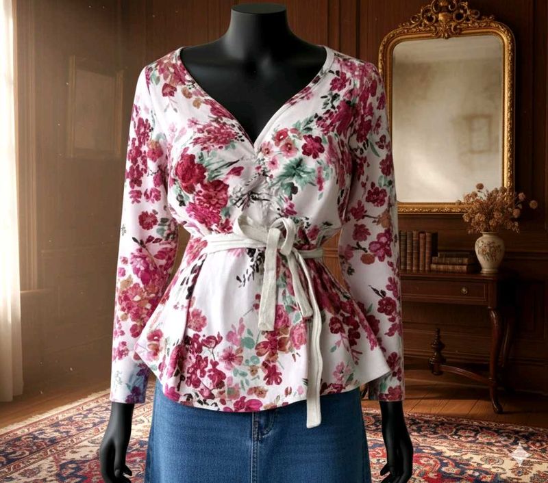 floral tie knot top