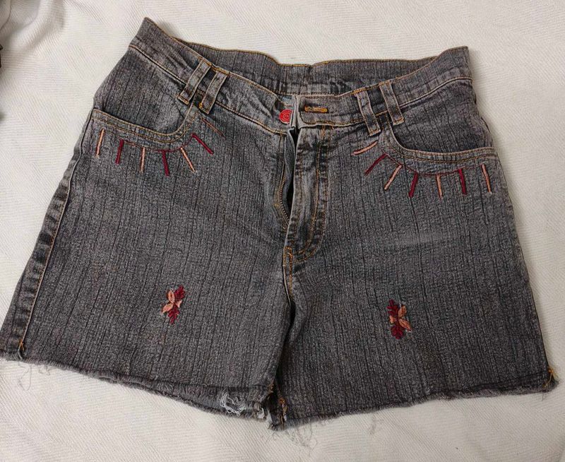 Vintage Embroidered Denim Shorts