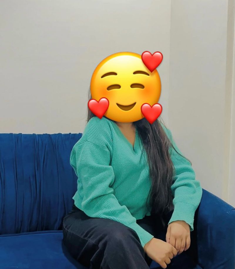 Mint Green Knit V-Neck Sweater