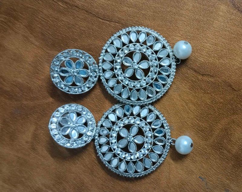 Silver Tone Statement Earrings