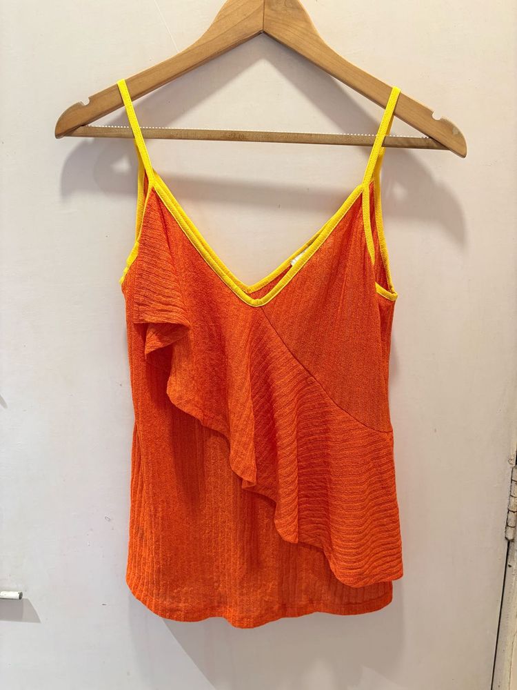 Beautiful Orange Top With Ruffle
