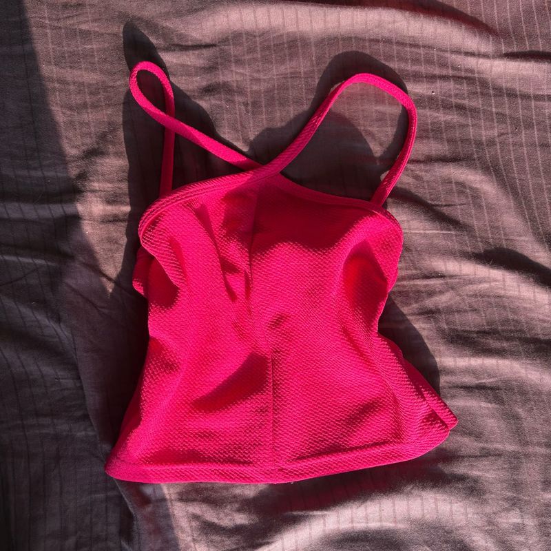 Hot Pink Cross-Back Mesh Cami Top🌸