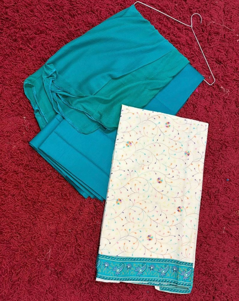 Teal &amp; Floral Salwar Kameez Set