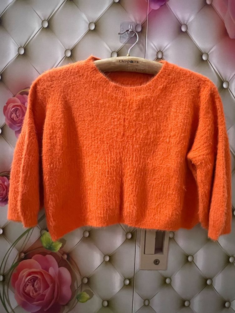 Orange Cropped Sweater