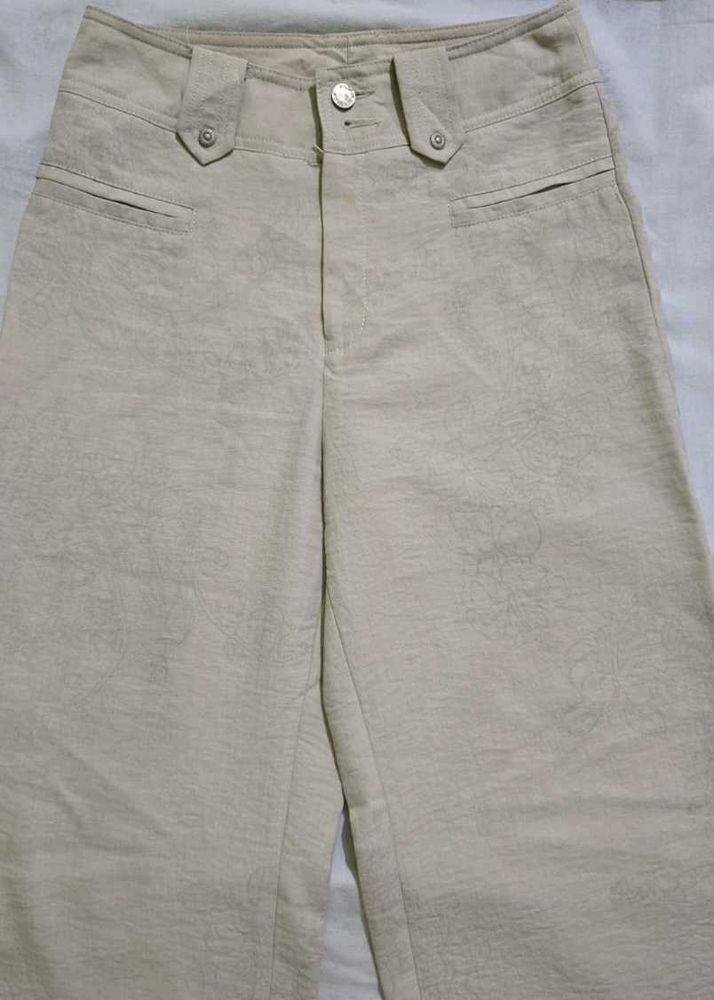 Beige Patterned Pants