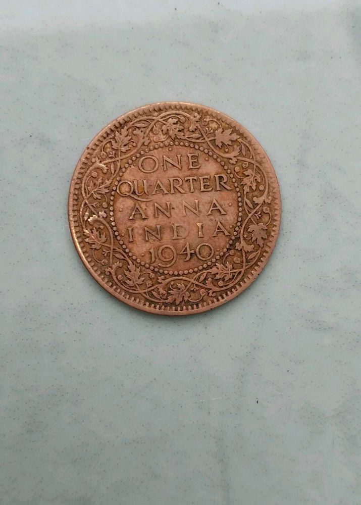 1940 Quarter Anna India Coin George VI