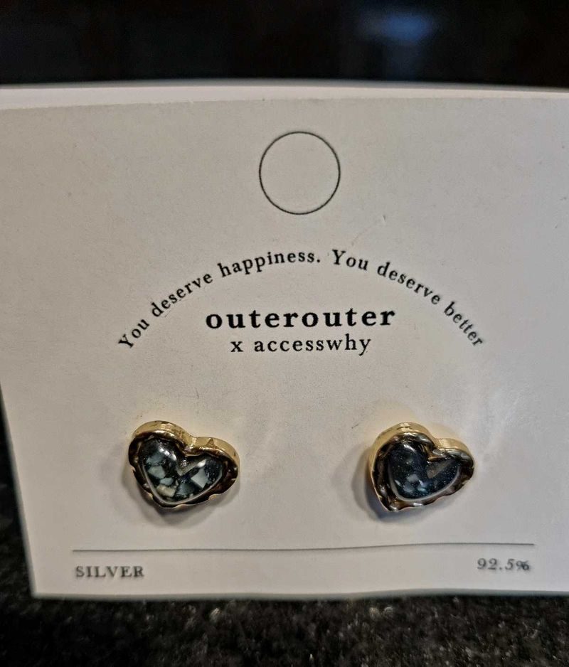 Pure SILVER 92.5% Heart Studs Earring
