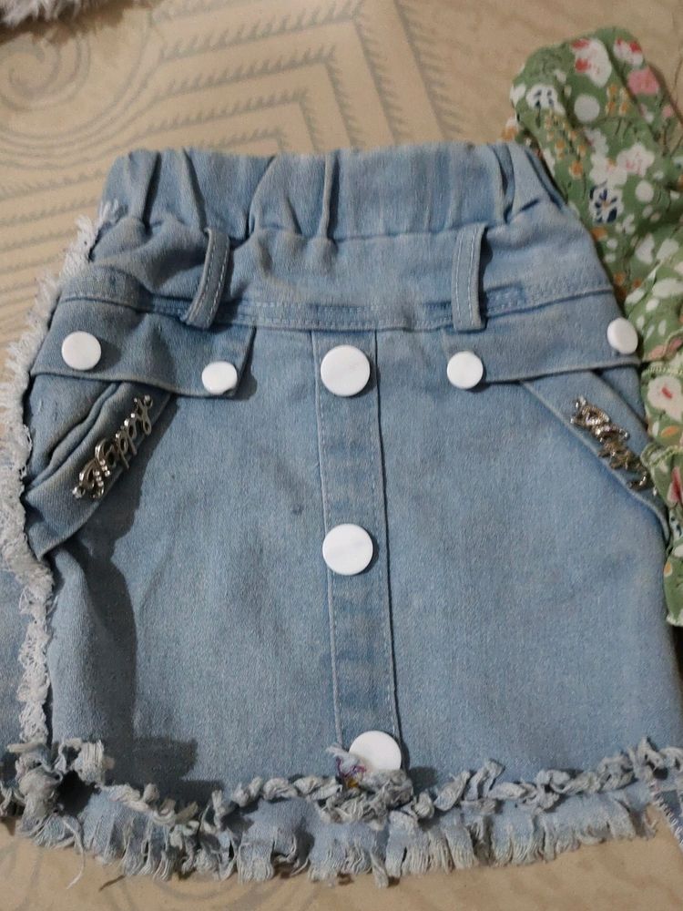 Baby Girl Dress Top Scart Danim Scart With Fancy Top