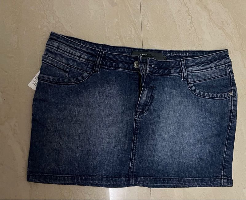 Dark Wash Denim Mini Skirt