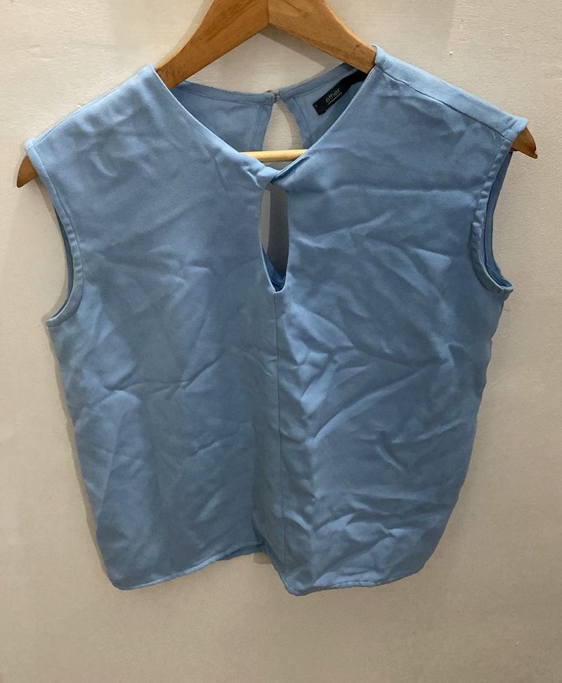 Blue Sleeveless Cutout Top