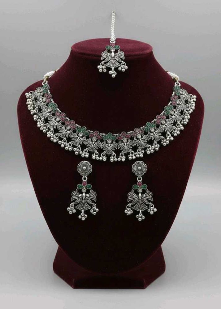 Oxidized Silver Peacock Jewelry Set