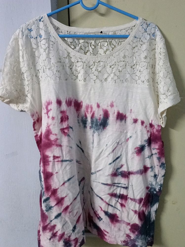 Lace Top With Tie Dye Design