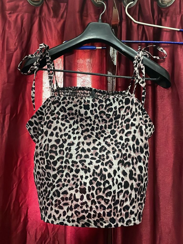 Animal Print Crop Top🖤🧡