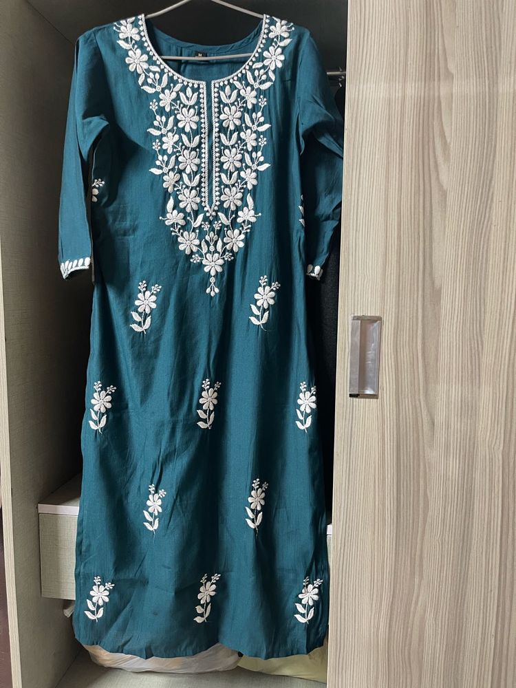 Rama Coloured Lucknowi Kurti