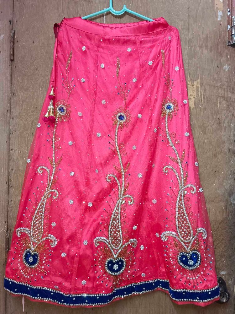Pink Embellished Lehenga Skirt