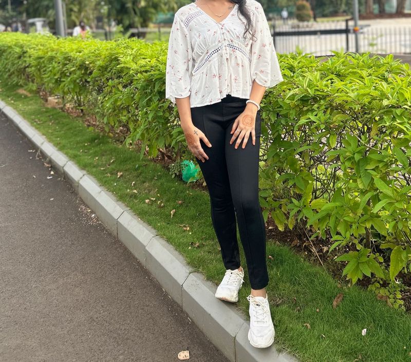 white stylish top with front slit