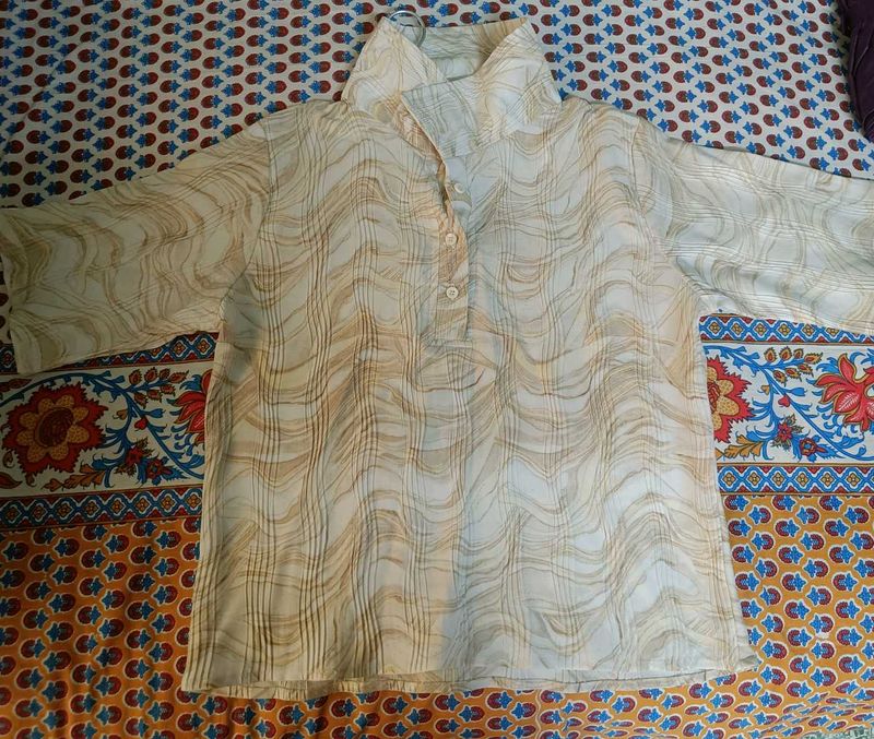 Marble Pattern Collared Top