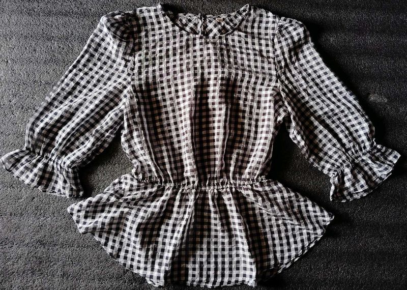 Checked Peplum Top